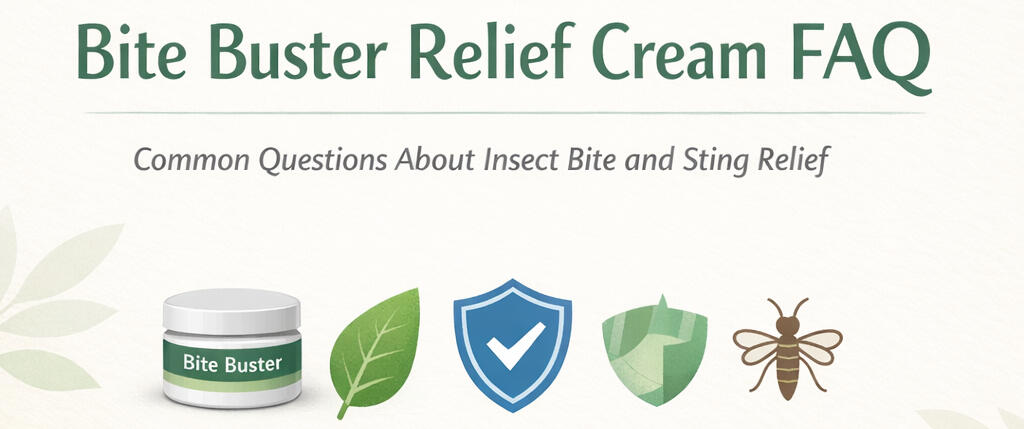 FAQ Insect bite relief cream product jar on clean background